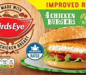 BIRDS EYE 4 CHICKEN BURGERS WITH GOLDEN WHOLE GRAIN 200G