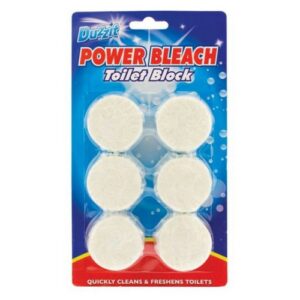 DUZZIT POWER BLEACH WHITE TOILET BLOCKS X6