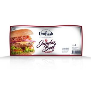 DEW FRESH JUMBO BEEF BURGERS X6 600G