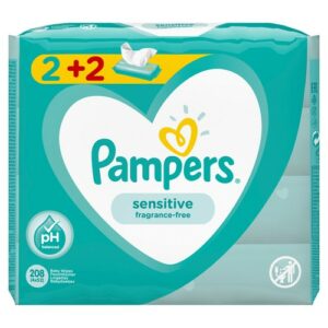 PAMPERS SENSITIVE WIPES 2+2 4X52