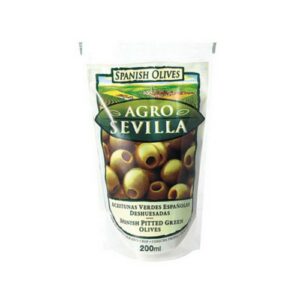 AGRO SEVILLA GREEN PITTED OLIVES BAG 200ML