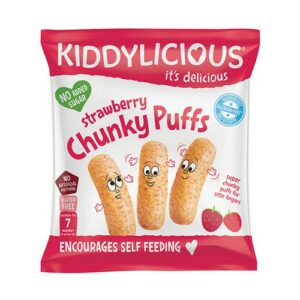 KIDDYLICIOUS 7 MONTHS+ CHUNKY STRAWBERRY PUFFS 12G